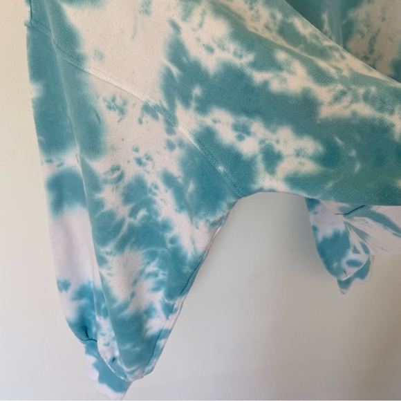 Spritual Gangster Mock Neck Tie Dye Sweatshirt in Blue and White size Large - Picture 6 of 8